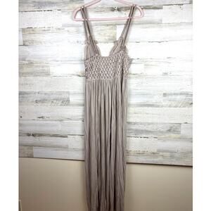 POL Women’s Small Tan Lace Maxi Dress Boho Spaghetti Strap Casual Long NEW